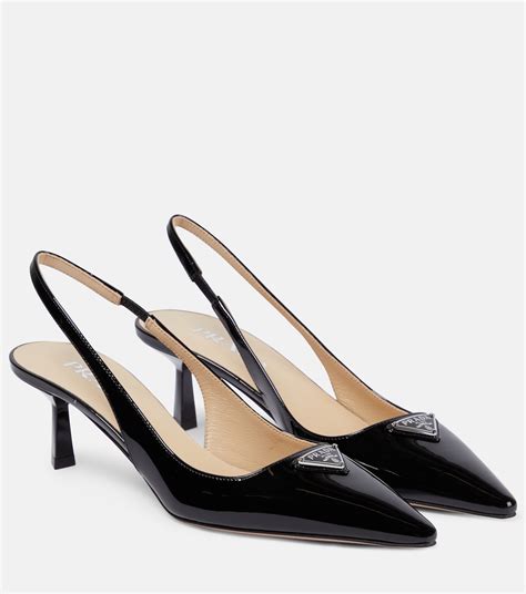 prada black leather pump|prada leather slingback wedge pumps.